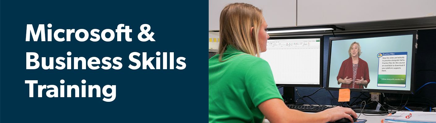 employee taking microsoft training at work