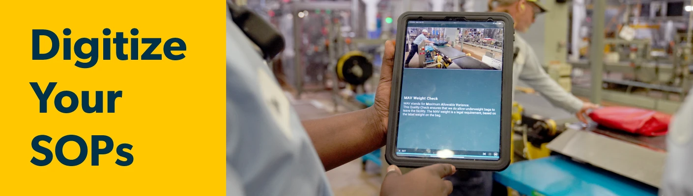 image showing Alchemy Playbook in use on production floor, delivering digital version of SOPs